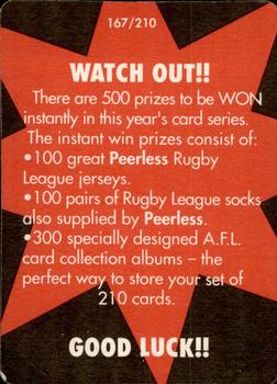 1991 Stimorol NRL #167 Album Order / Competition Card Back